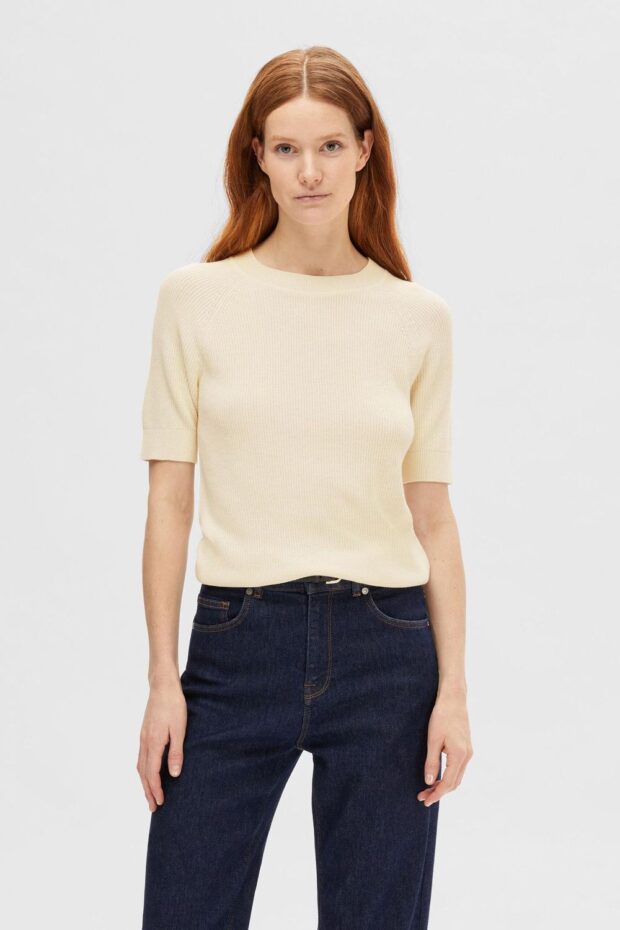 PULLOVER 16092292 SLFELINNA NEW SS TOP BIRCH