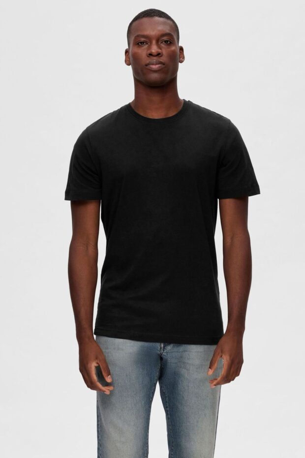 SHIRT 16094134 SLHCORMAC SS O-NECK BLACK