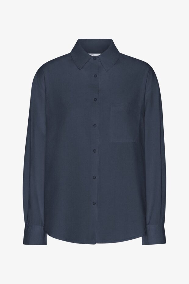 BLUSE ORGANIC OVERSIZED SHIRT PETROL BLUE