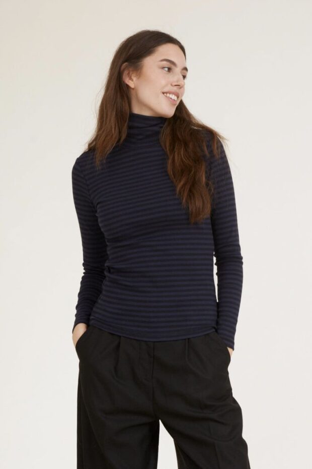 SHIRT LUDMILLA HIGH-NECK BLACK/NAVY