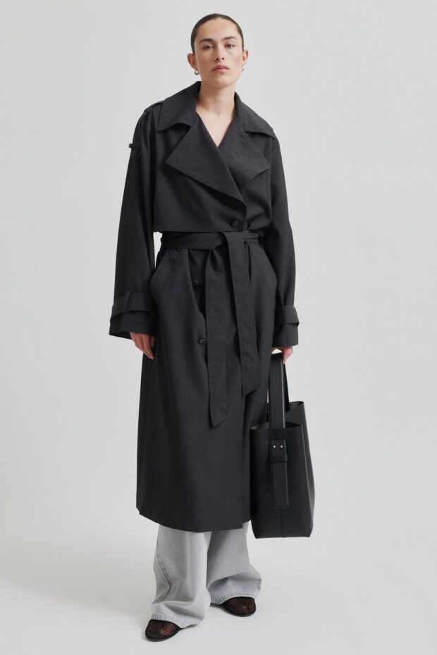 MANTEL ZOE TRENCHCOAT DARK GREY MELANGE