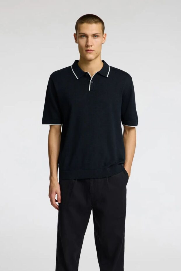 16096391 SLHMATTIS SS KNIT POLO SKY2.jpg POLO 16096391 SLHMATTIS SS KNIT POLO SKY