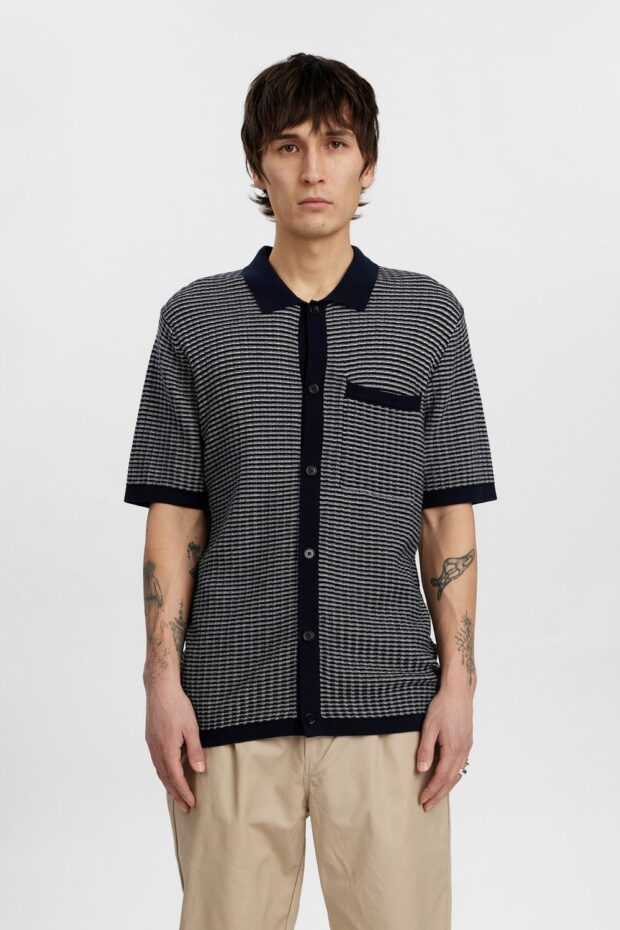 SHIRT AKSVEND KNIT STRUCTURE SKY CAPTAIN