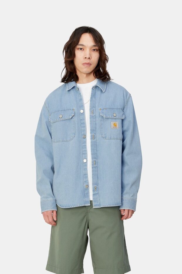 HEMD HARVEY SHIRT BLUE STONE BLEACHED