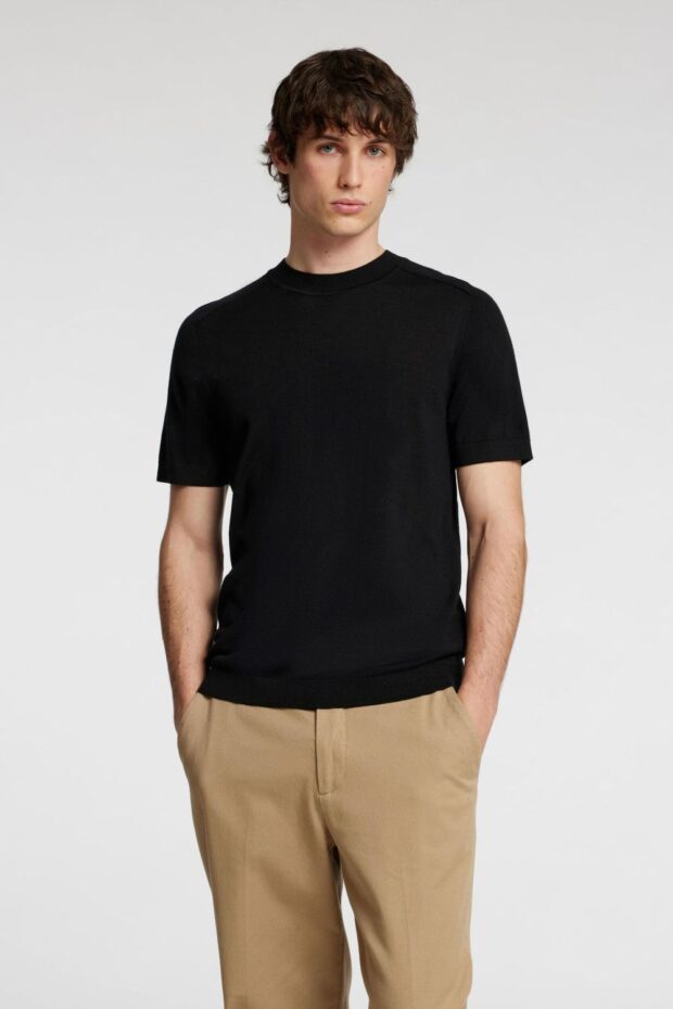 PULLOVER 16096370 SLHTRAY SS CREW BLACK