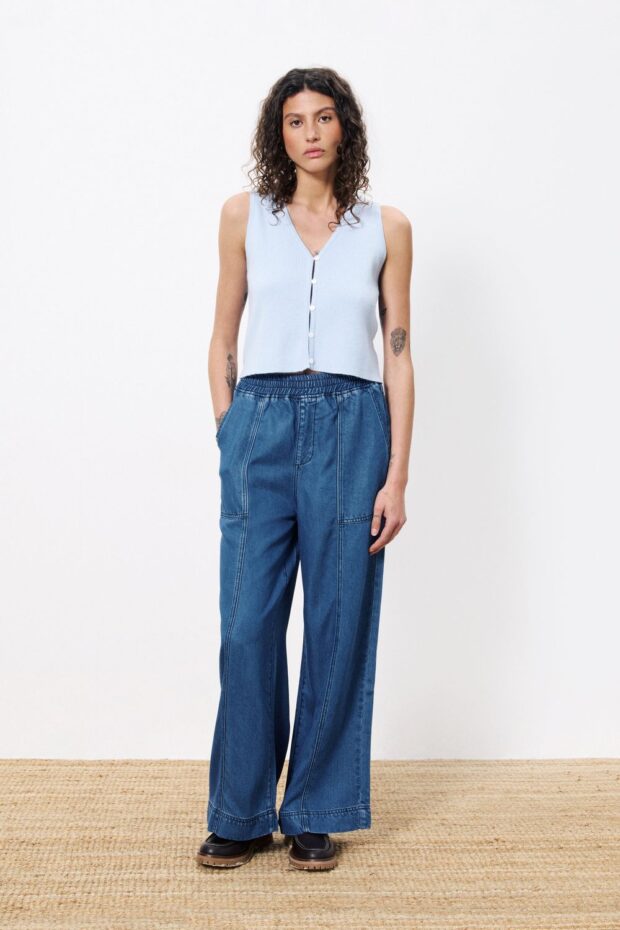 JEANS SATINE BLEU MARINE