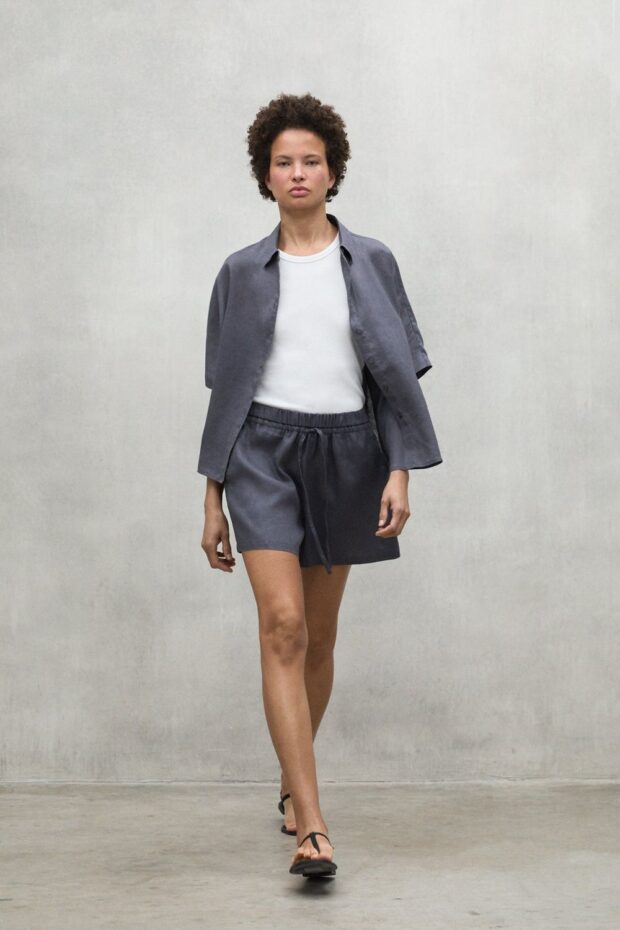 SHORTS YERAALF LINEN SHORTS STORM GREY