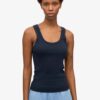SHIRT WOMEN ORGANIC RIB TANK NAVY BLUE