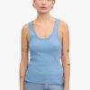 SHIRT WOMEN ORGANIC RIB TANK SEASIDE BLUE