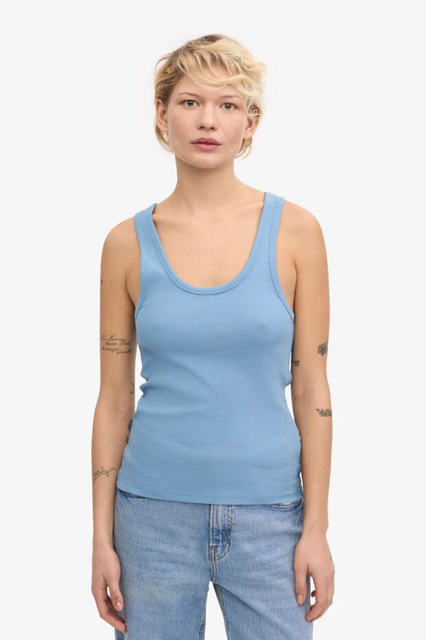 SHIRT WOMEN ORGANIC RIB TANK SEASIDE BLUE