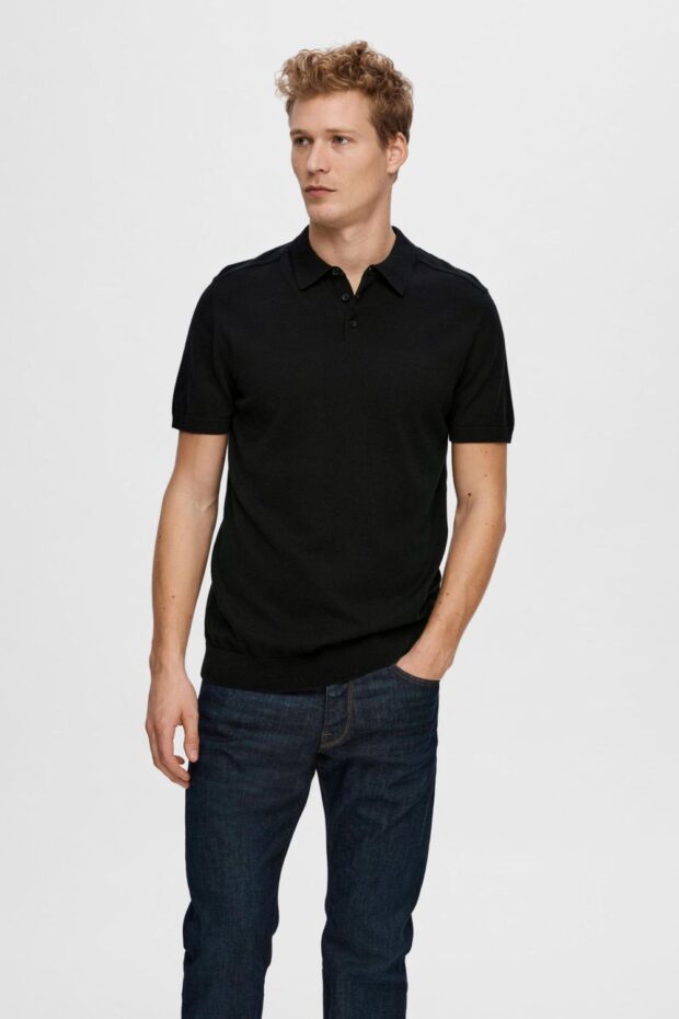 16092437 SLHBERG SS KNIT BLACK1.jpg POLO 16092437 SLHBERG SS KNIT BLACK