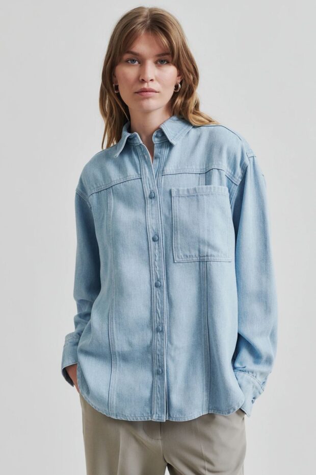 BLUSE IRVIN DENIM SHIRT LIGHT BLUE DENIM