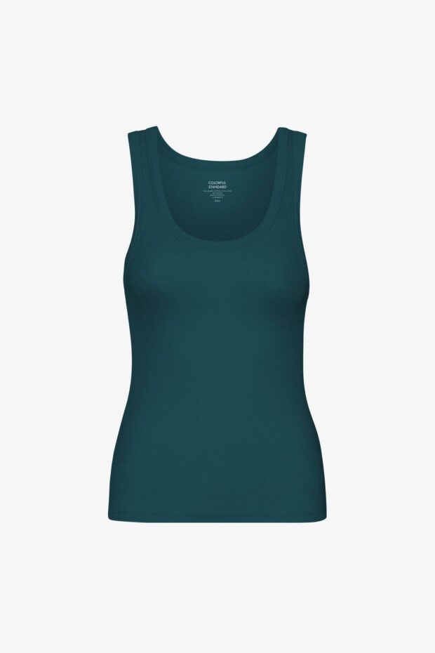 SHIRT WOMEN ORGANIC RIB TANK OCEAN GREEN