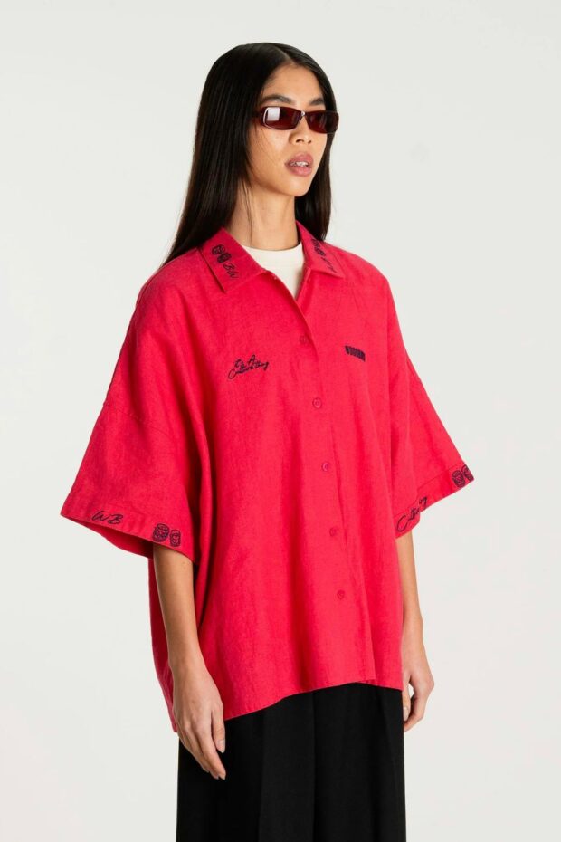 BLUSE WBLUNA EMBROID SHIRT PINK