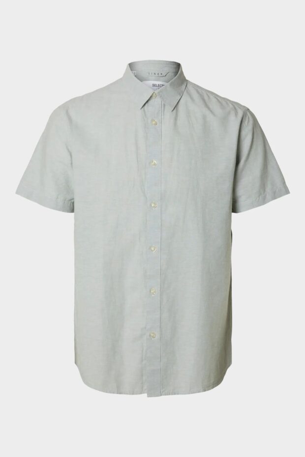 HEMD 16079053 SLHREGSUN SS ICEBERG GREEN