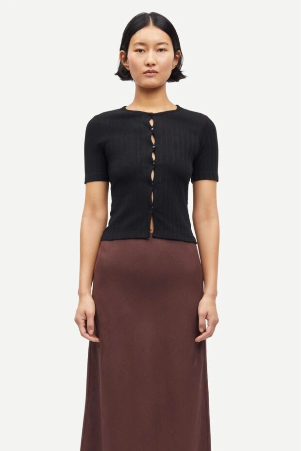 SHIRT SAJUNI SS CARDIGAN 15277 BLACK