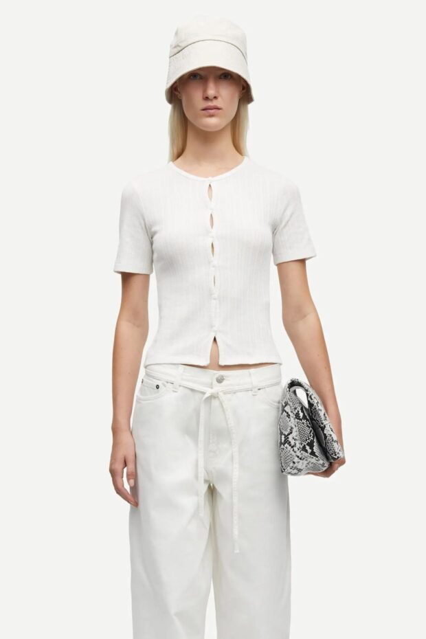 SHIRT SAJUNI SS CARDIGAN 15277 WHITE