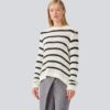 PULLOVER MADDIEMD STRIPE O-NECK SOFT WHITE/B